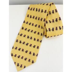 Tommy Bahama Off Island Mens Neck Tie Beach Lounge Chairs Yellow 100% SIlk